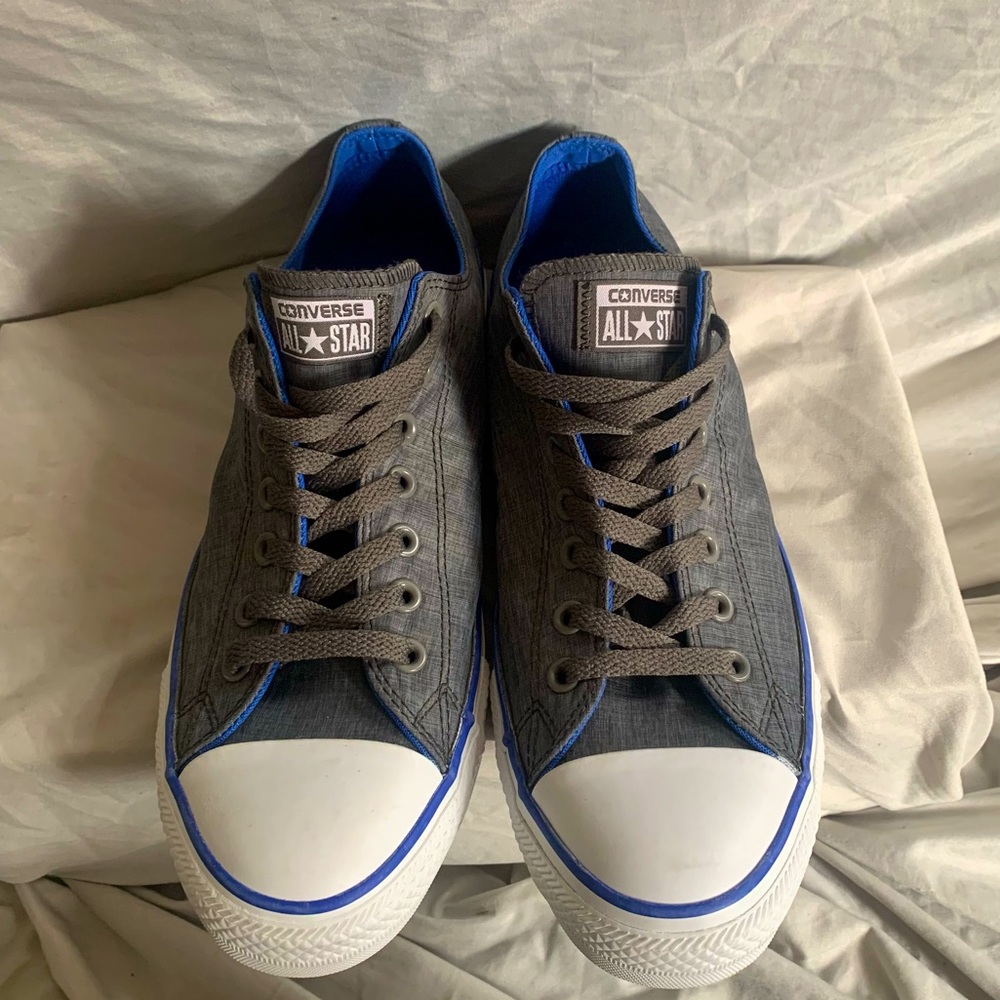 Converse, grey, blue, linen textured canvas, 10M/12W, LIKE NEW